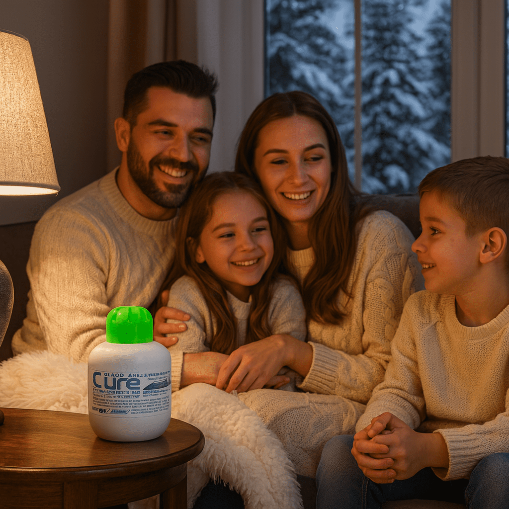 A healthy family on a Winter's evening.